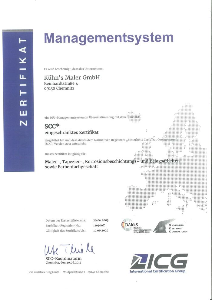 SCC Zertifikat ab 2017